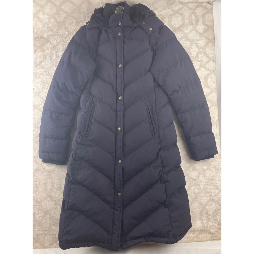 Polo Jeans Co Ralph Lauren Maxi Womens Navy Blue Down Fill‎ Long Puffer Coat M